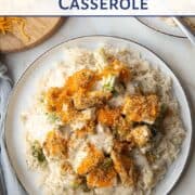 Photo of Nixon Chicken Casserole with text overlay for Pinterest.