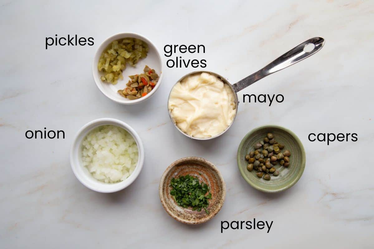 mayo, onion, parsley, and other ingredients.