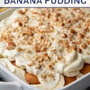 no cook banana pudding with text title for pinterest.