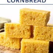 old fashioned cornbread with text overlay for Pinterest.