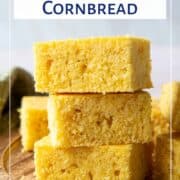 old fashioned cornbread with text overlay for Pinterest.