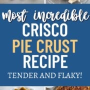 pie crust being made in stages, from ingredients laid out to finished pie.