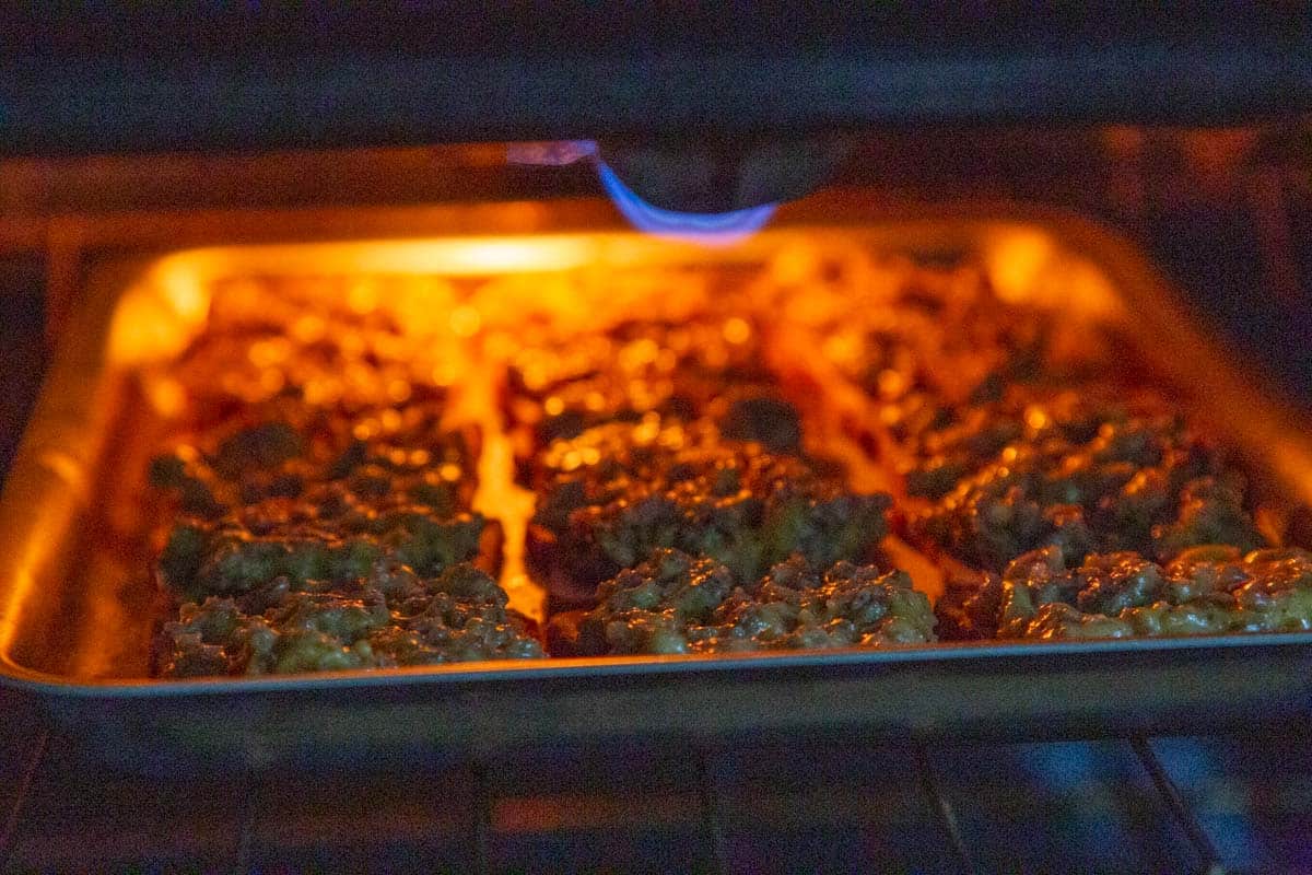 hanky panky appetizers broiling in the oven.