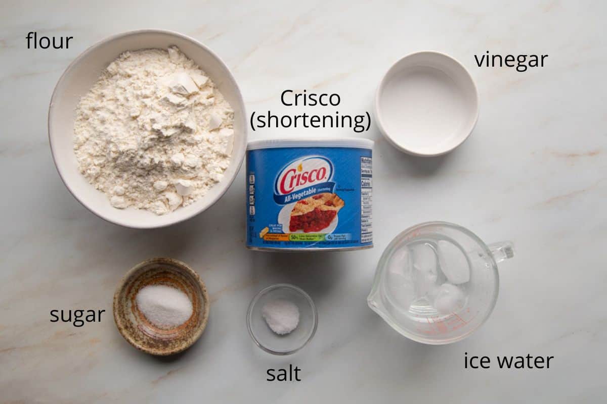 crisco, flour, ice water, and other ingredients.