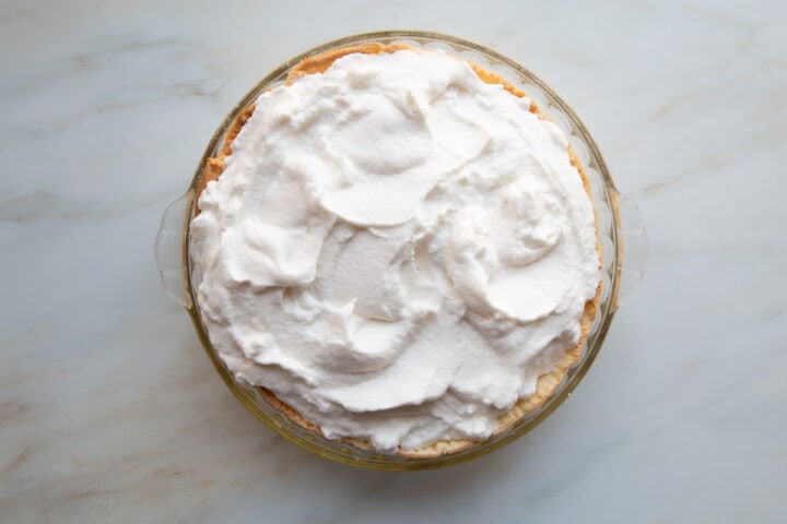 meringue topping piled on top of a pie.