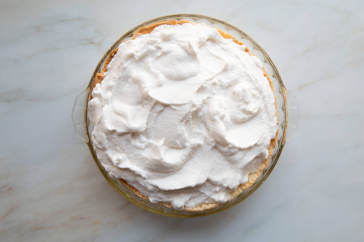 meringue topping piled on top of a pie.