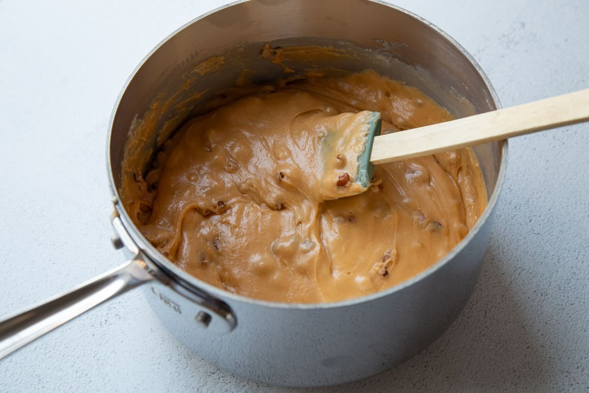 saucepan filled with butterscotch mixture.