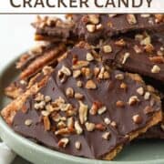 saltine cracker candy with text overlay for Pinterest.