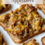 meat and cheese on cocktail bread.