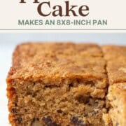 slice of applesauce cake with pieces of walnuts inside.