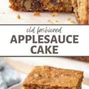 slices of applesauce cake on a white plate.