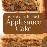 slice of applesauce cake with walnuts and raisins.