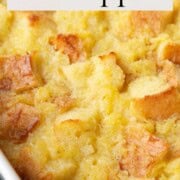 casserole dish filled with scalloped pineapple.