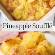 dish with pineapple souffle on it.