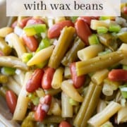 marinated three bean salad in a bowl.