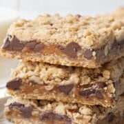 caramelitas stacked on a plate.