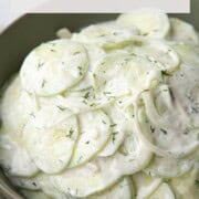 cucumber slices in sour cream.
