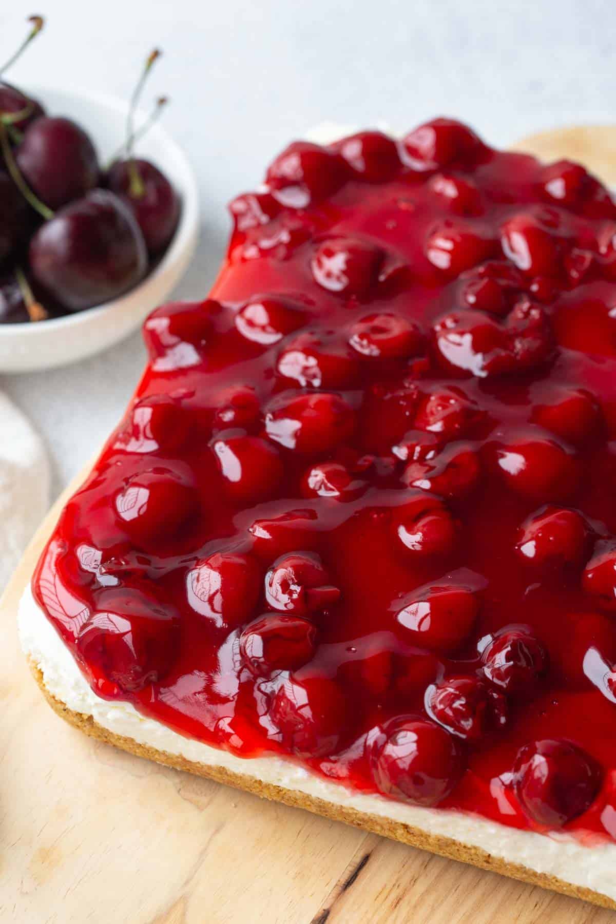 cherry delight on a wooden board.