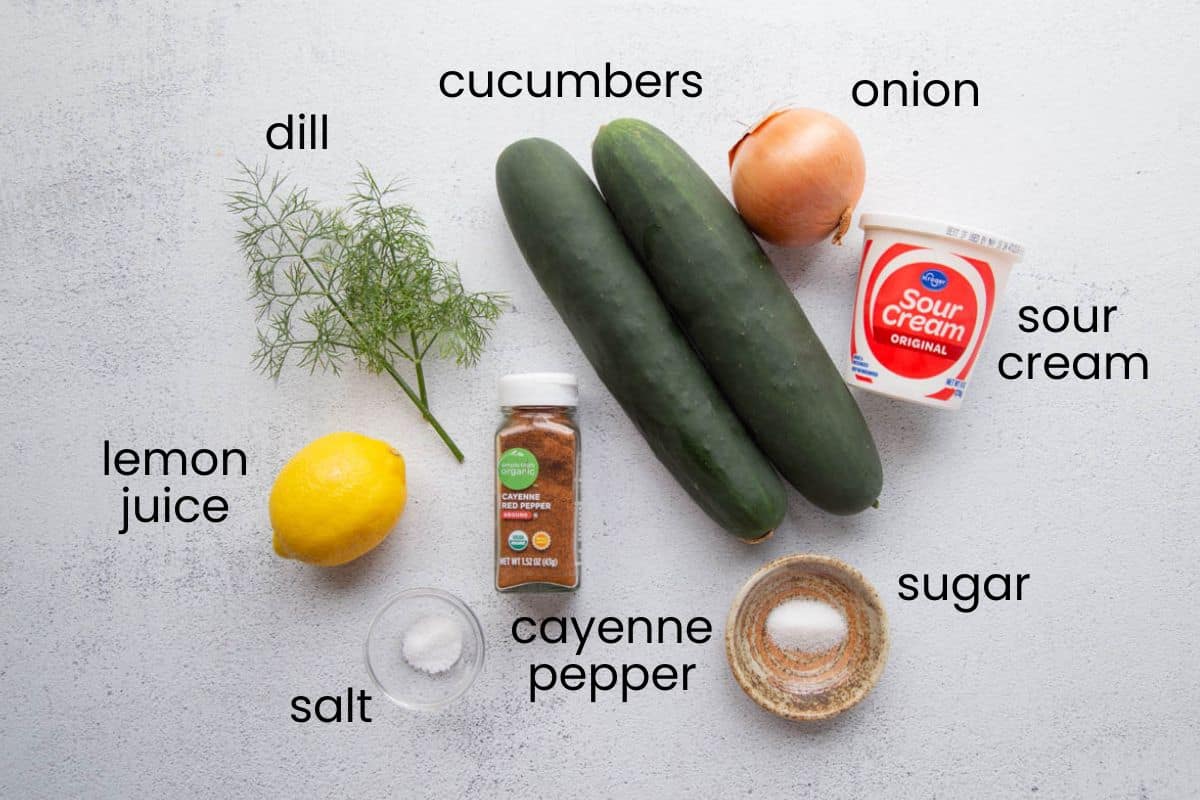 cucumbers, sour cream, lemon, and other ingredients.