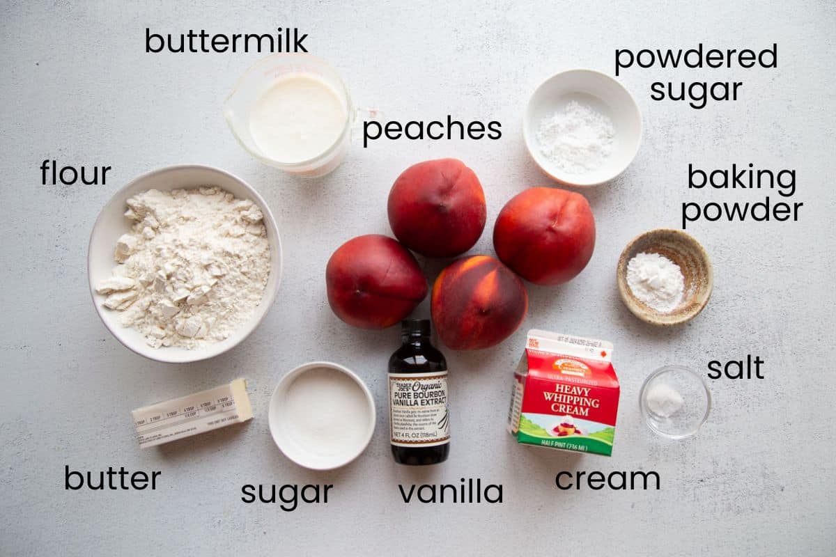 ingredients for peach shortcake.