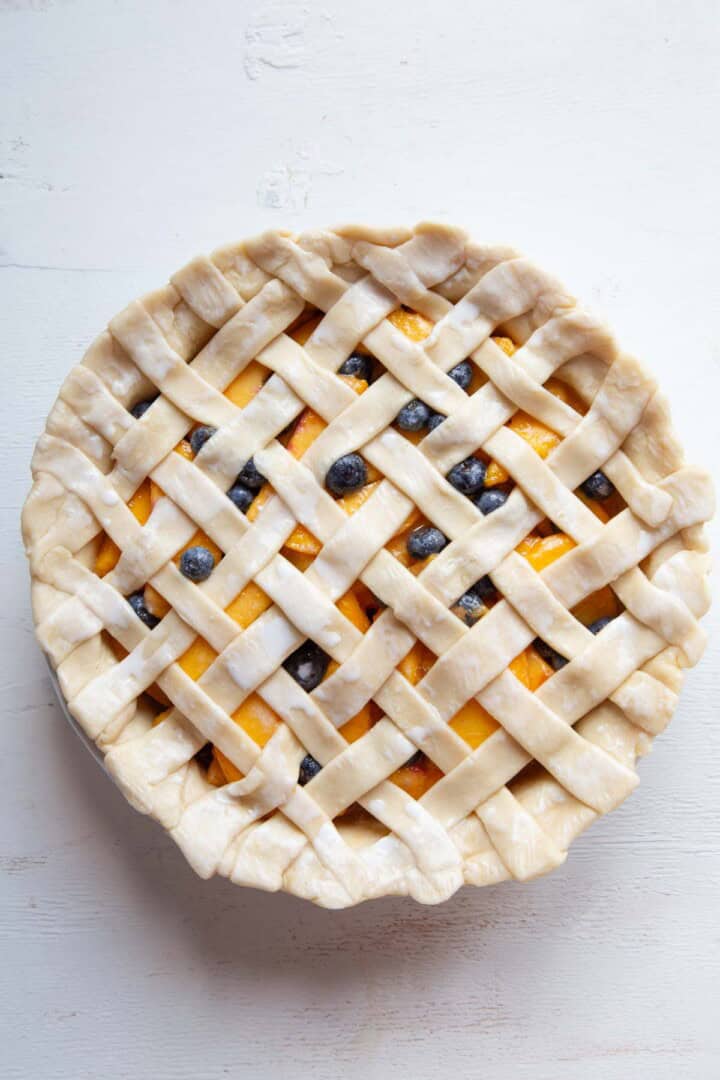 unbaked lattice pie.