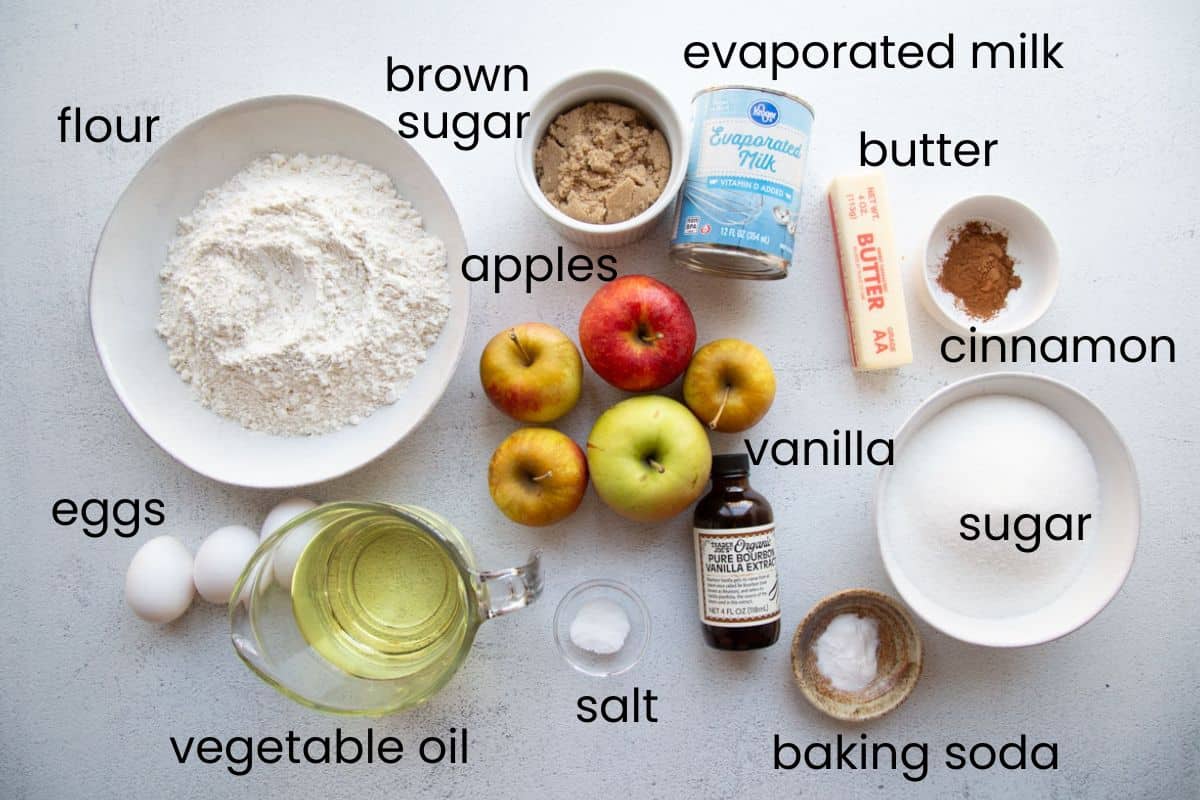 ingredients for apple cake.