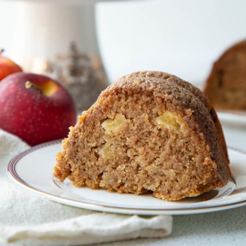 slice of old fashioned apple cake.