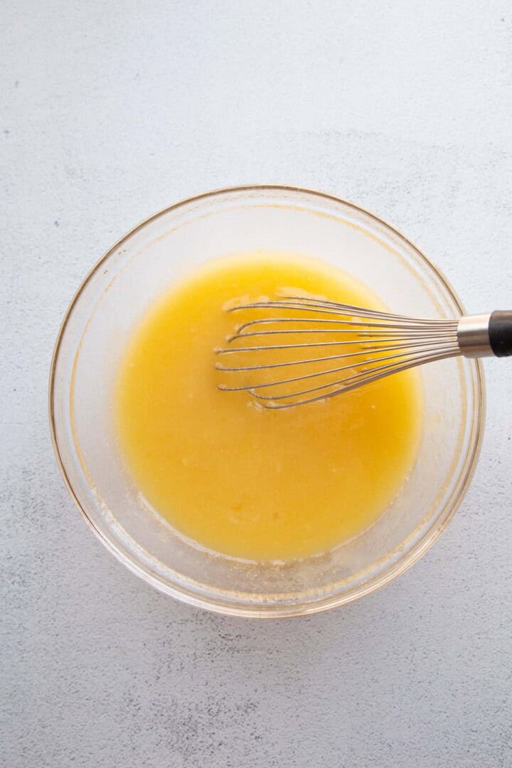 egg and sugar mixture with a whisk.