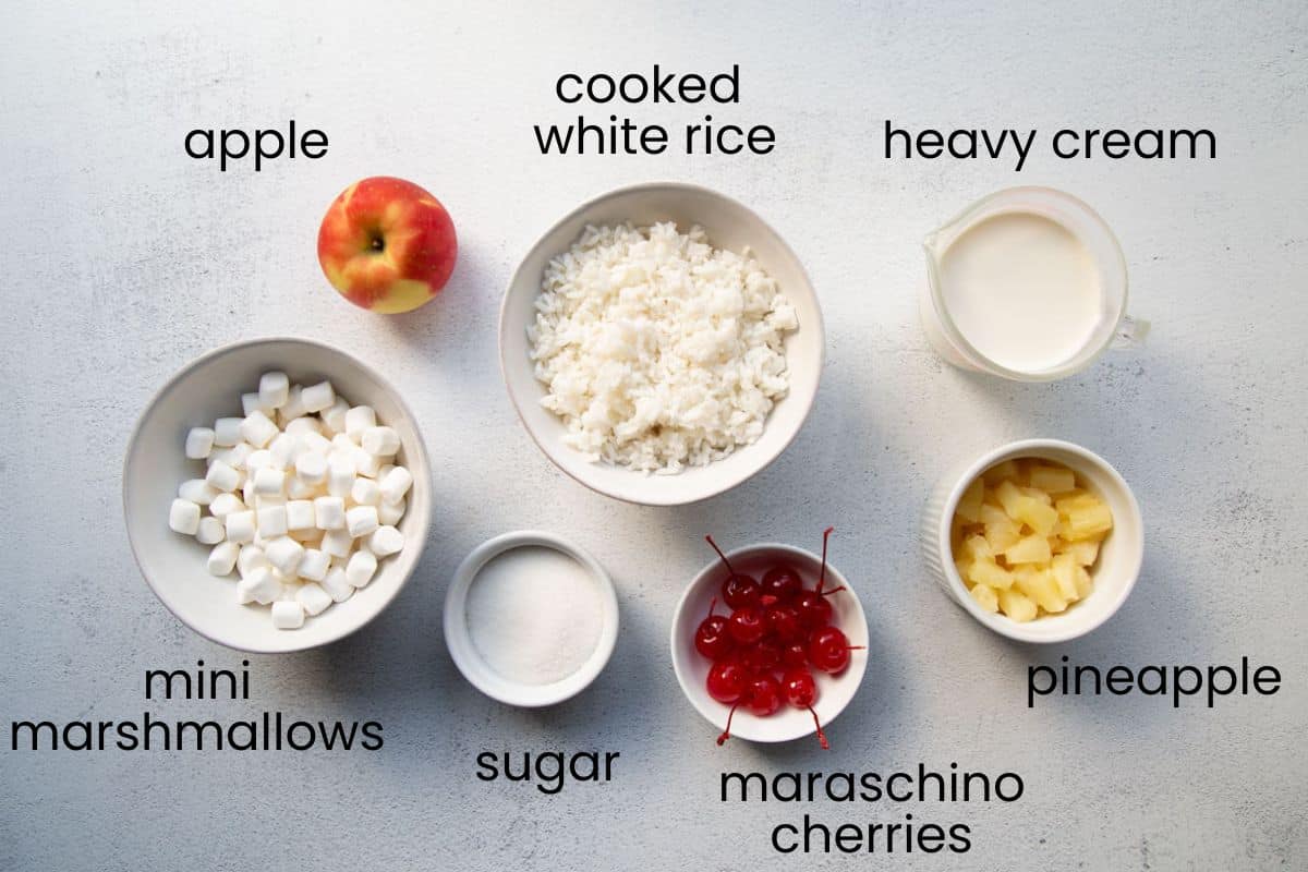rice, marshmallows, apple, and other ingredients.