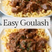 goulash over elbow macaroni.