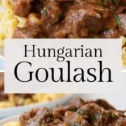 hungarian goulash over elbow macaroni.