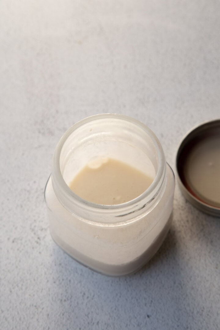 flour and water slurry in a jar.