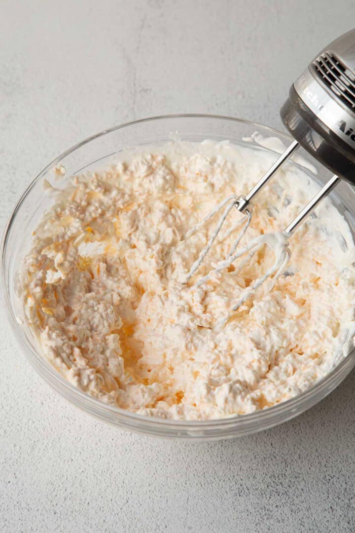 cream cheese mixture with a hand mixer.