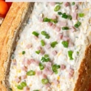Mississippi cheese dip in a bread bowl.