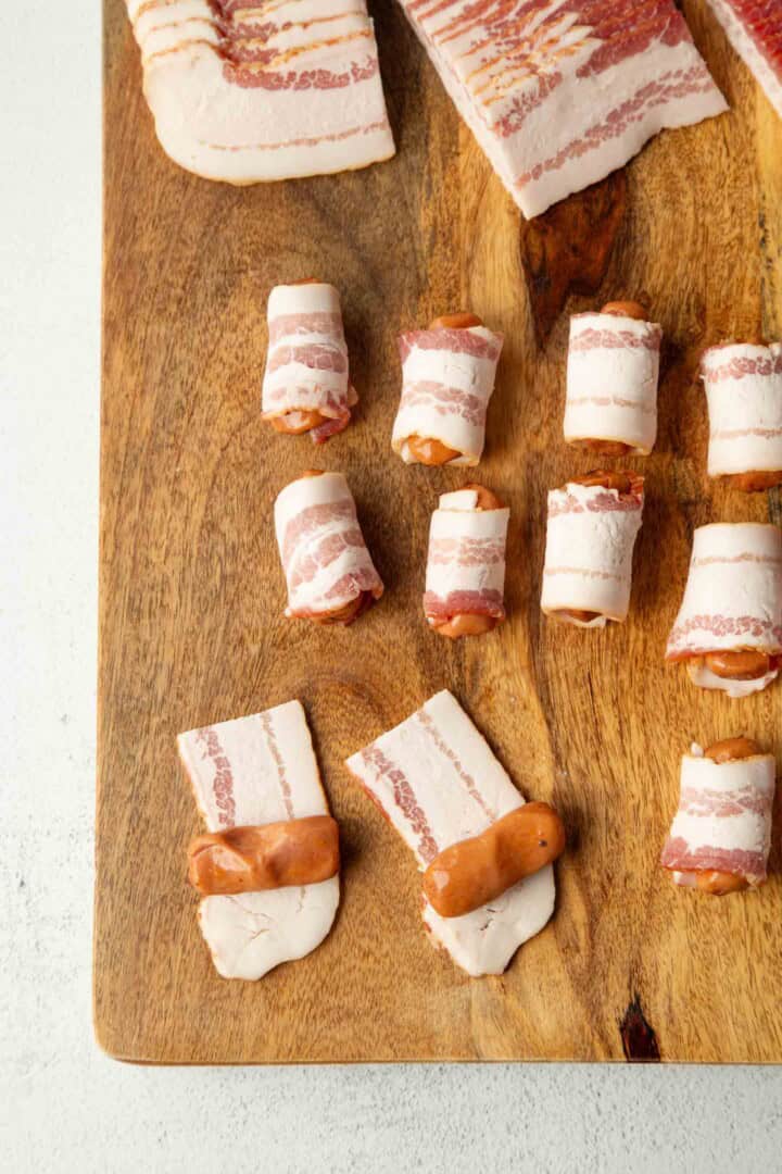 little sausages rolled into bacon.