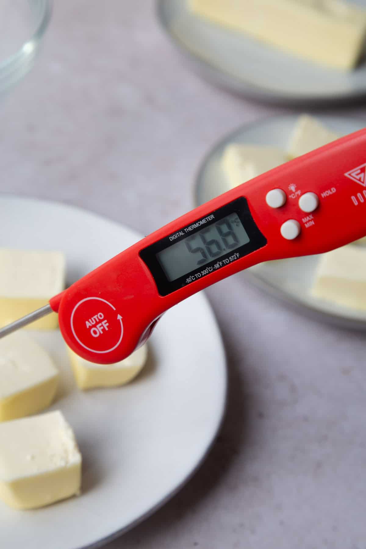 red thermometer.