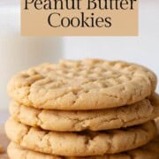 peanut butter cookies stacked up.
