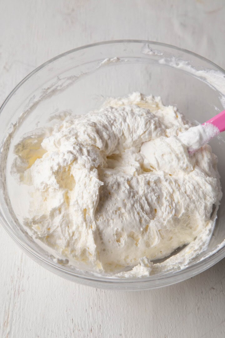 creamy white filling in a glass bowl.
