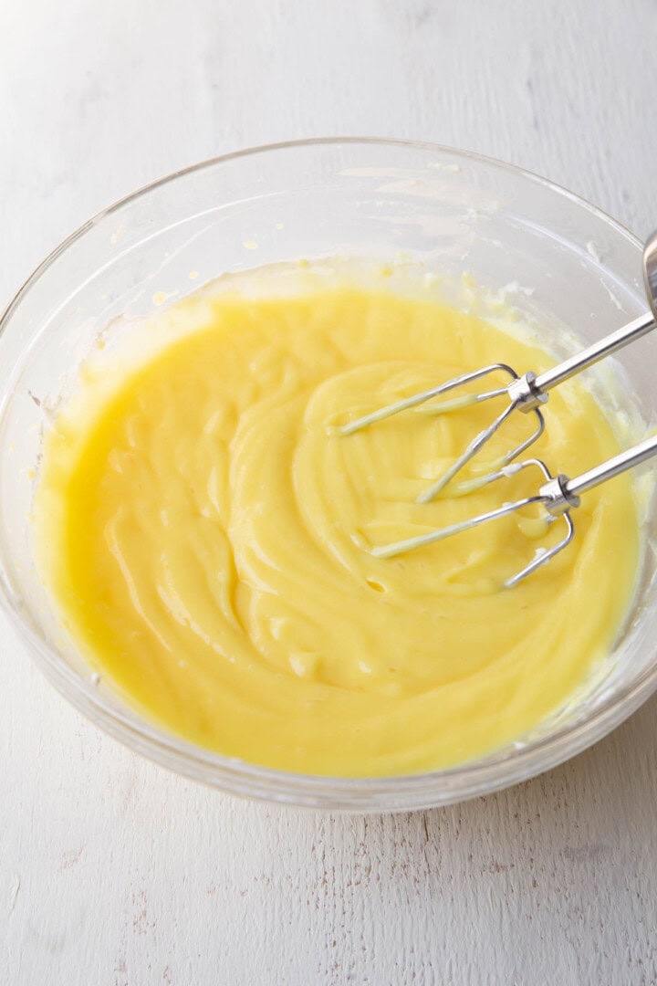 lemon pudding with a hand mixer.