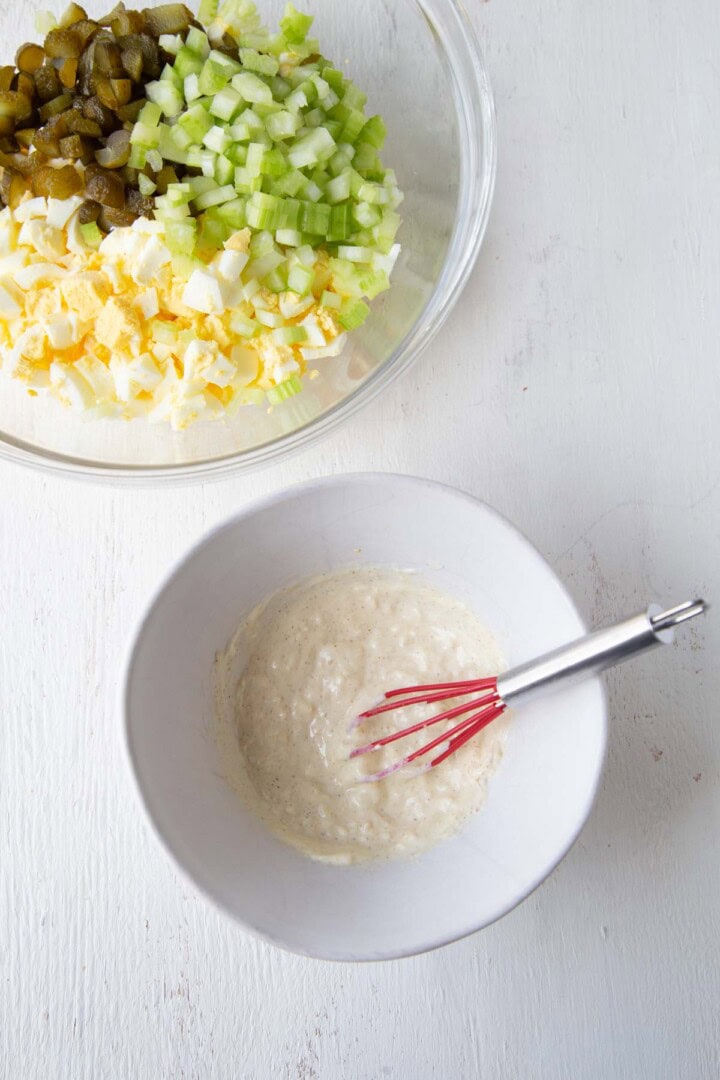mayo dressing in a small bowl.