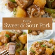 sweet and sour pork with pineapple on rice.