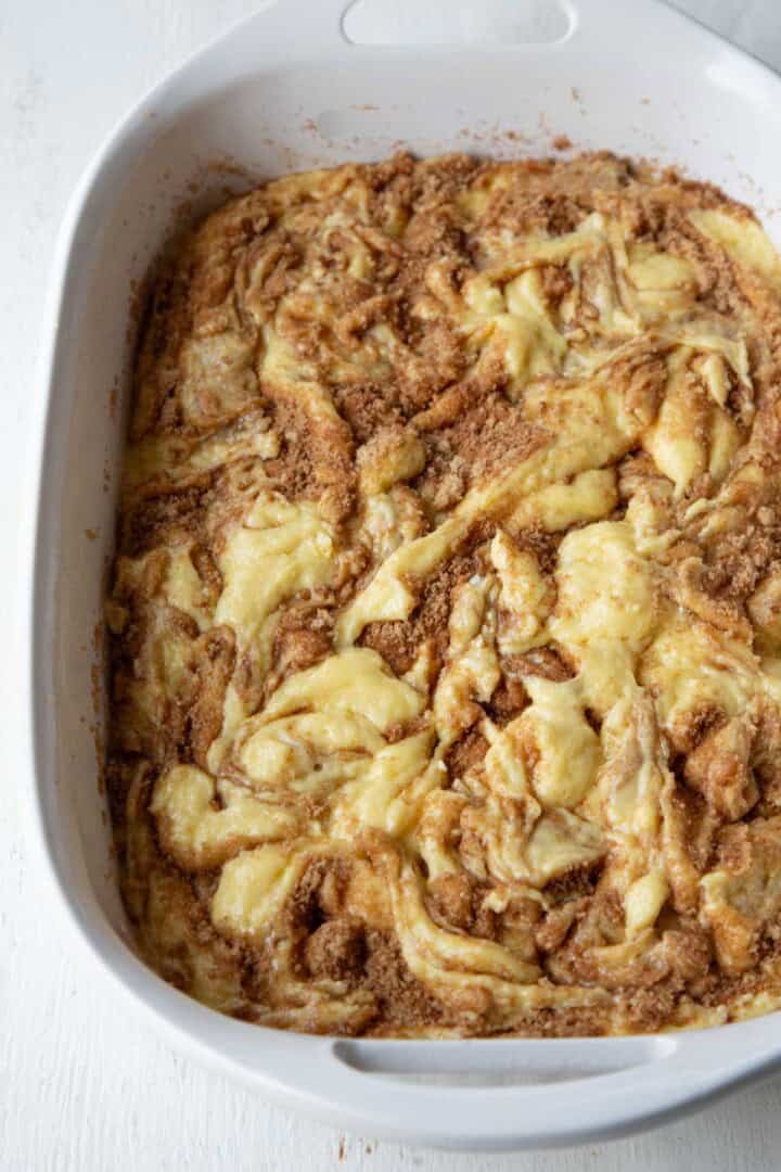 cake batter swirled with cinnamon sugar.