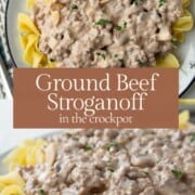 ground beef stroganoff over egg noodles.