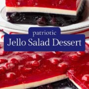 layered red, white, and blue gelatin dessert.