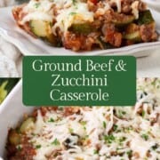 ground beef, zucchini, and tomatoes topped with melted cheese.