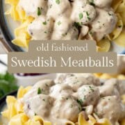 swedish meatballs in a sour cream sauce over egg noodles.