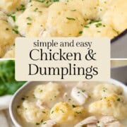 fluffy dumplings in a large pot topped with parsley.