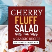 fluffy pink salad with cherries and pecans.