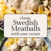 swedish meatballs in a sour cream sauce over egg noodles.