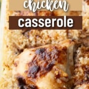chicken pieces in a creamy rice mixture.